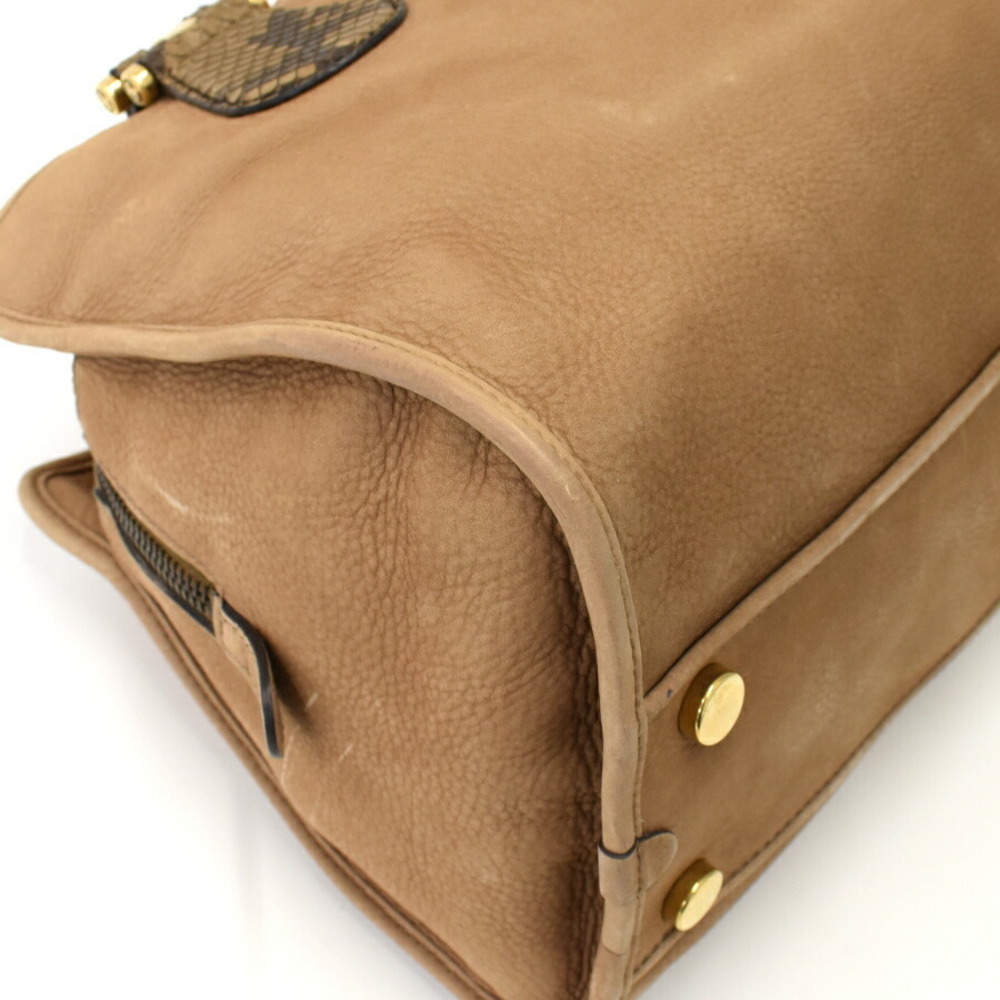 Gucci Leather Brown Bag Boston Python - image 5